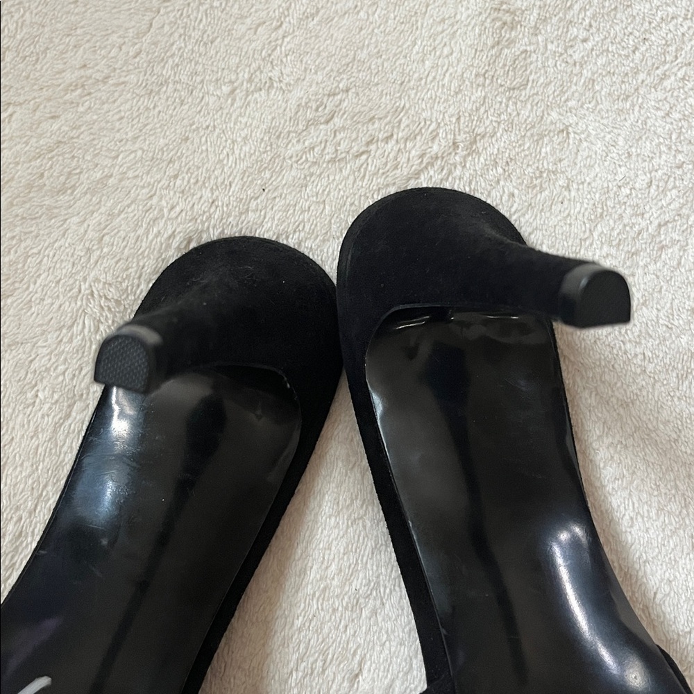 Black Suede “Erin” Steve Madden Heels Sandals Mules sz 8.5 New - Picture 7 of 11
